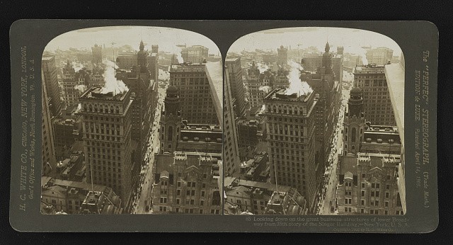 Photo:New York City 1908 Lower Broadway from Singer Building View