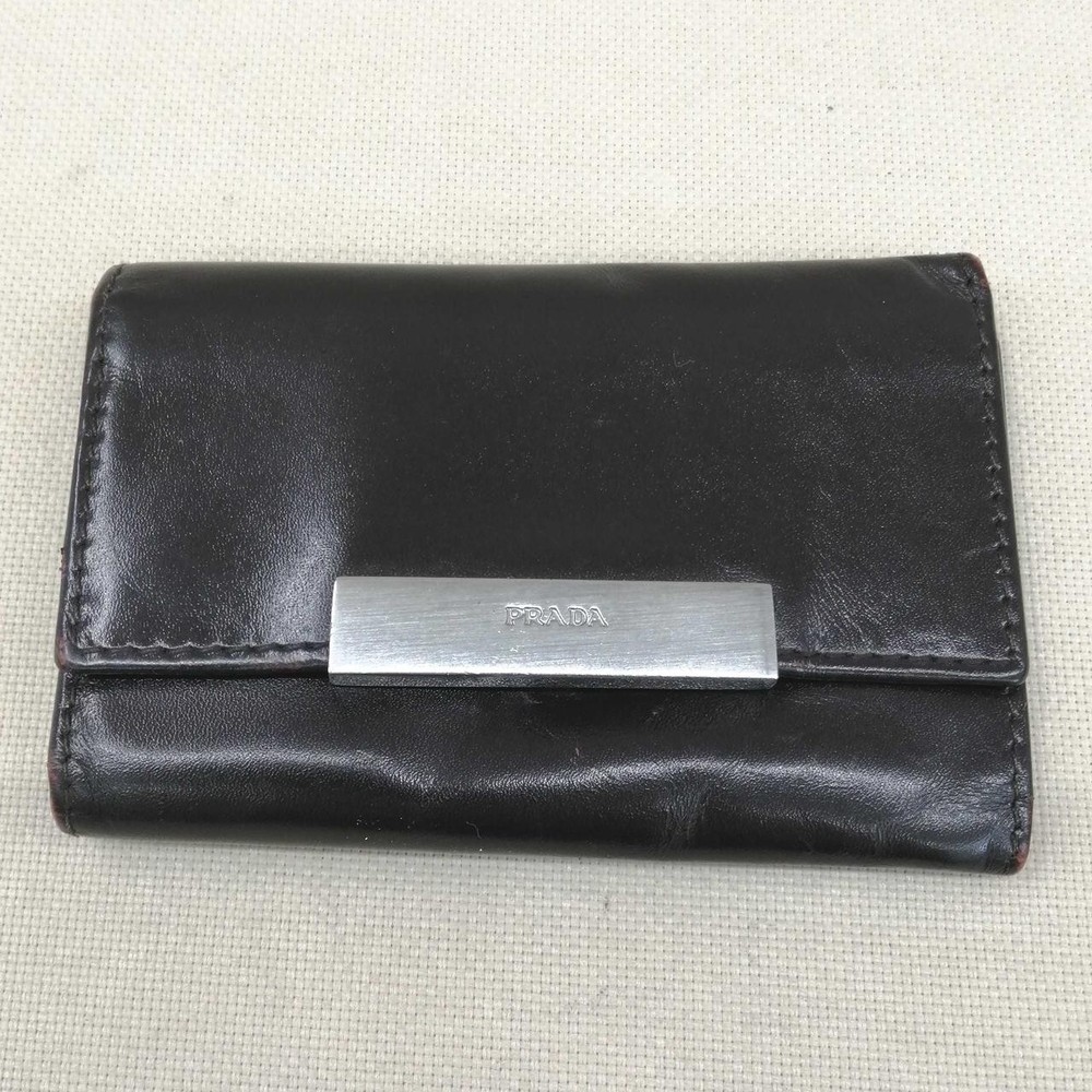 Prada 1M0222 Leather Key Holder Case in Black