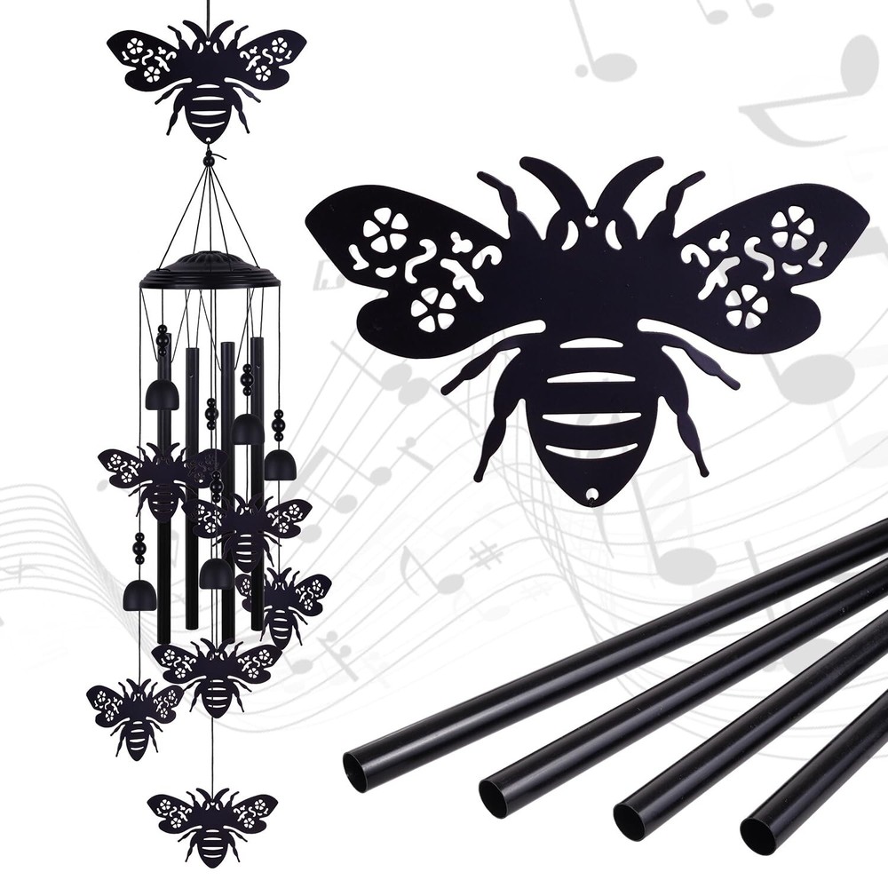 Bee Wind Chimes for Outdoor Decor - Memorial Bell with Musical Tones