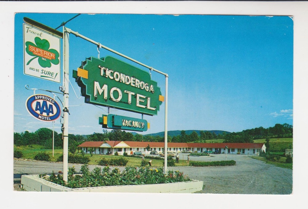 TICONDEROGA MOTEL, TICONDEROGA, NEW YORK – 1950s Postcard