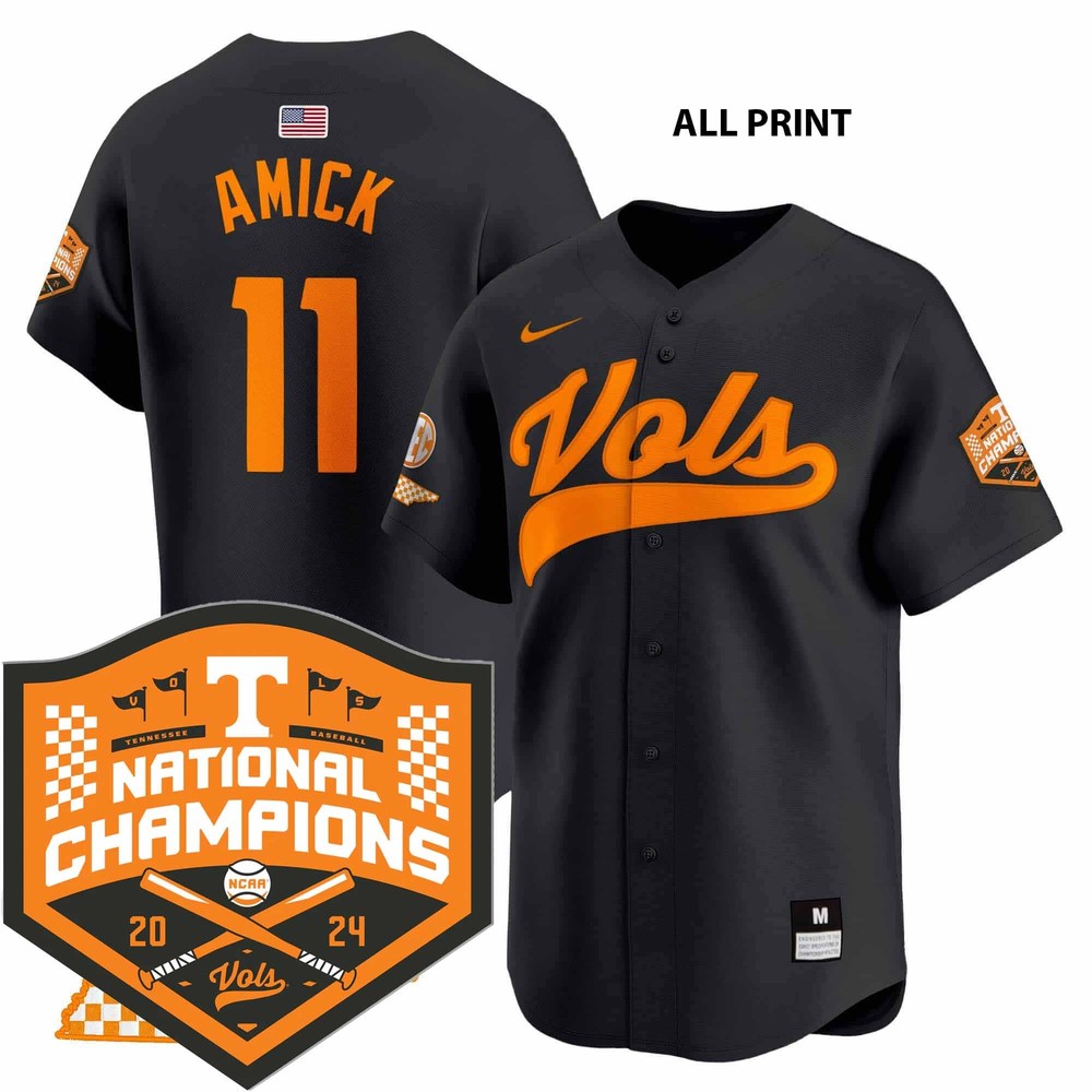 2024 Tennessee Volunteers #11 Billy Amick Baseball Jersey – Custom Printing Available