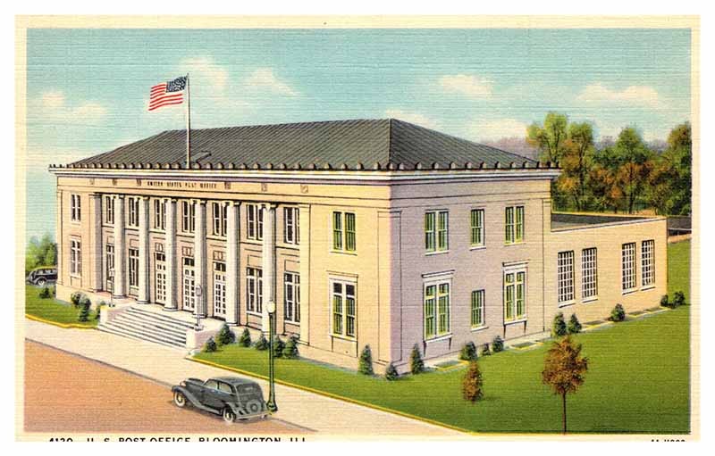 Postcard BUILDING SCENE Bloomington Illinois IL m/09 AP3576