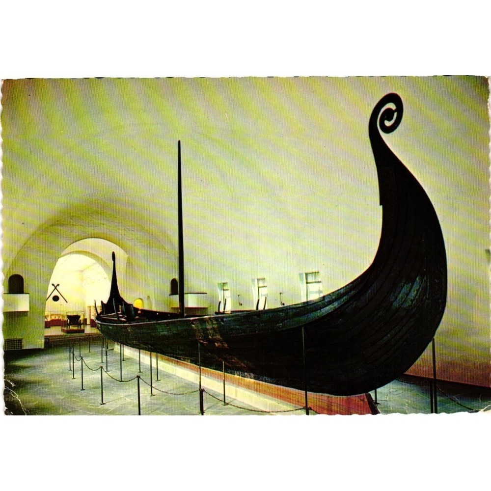 Vintage Oslo Norway Viking Ships Museum Oseberg Ship Postcard Mittet Norway