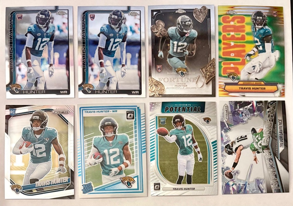 Travis Hunter (8 Card Lot) 2025 Topps Chrome + Prizm + Optic & Trevor Lawrence