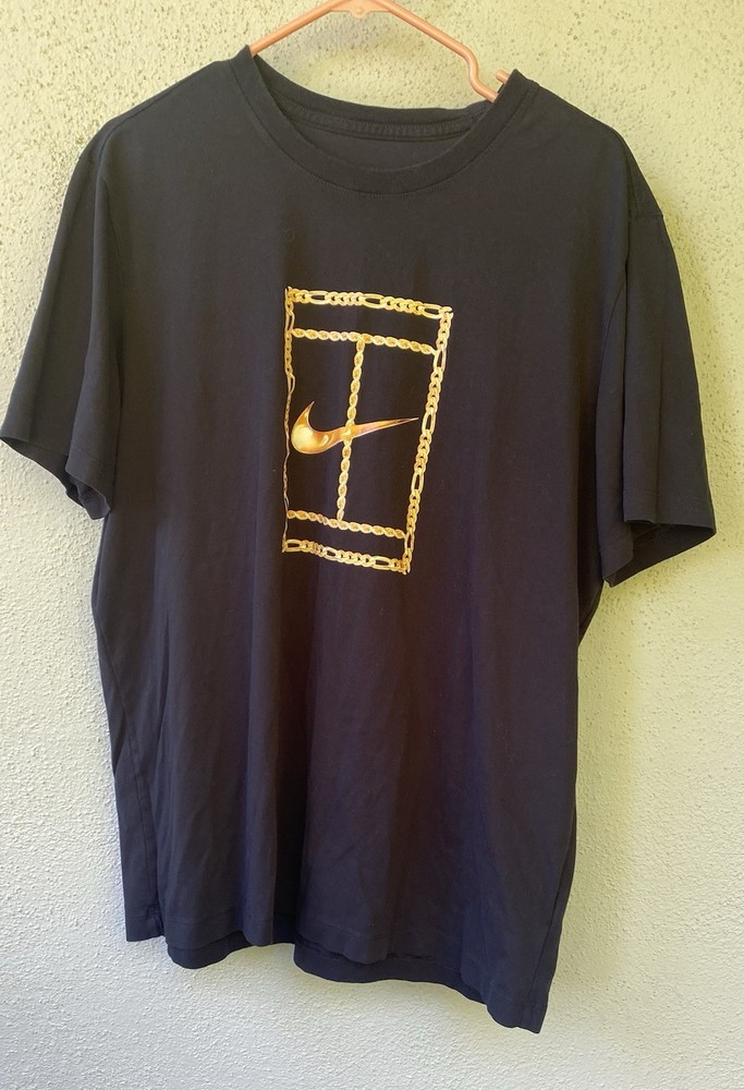 Nike Men's Black Dri-FIT The Nike Tee Gold Chain Graphic Print T-Shirt XL