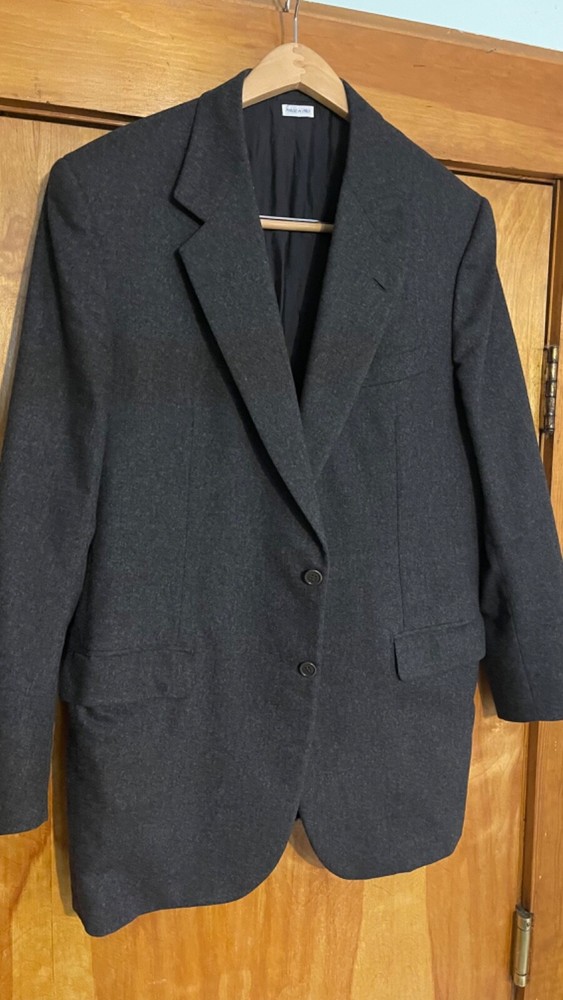 Brioni 100% Wool Charcoal Gray  Double Vented Blazer Sport Jacket 44R
