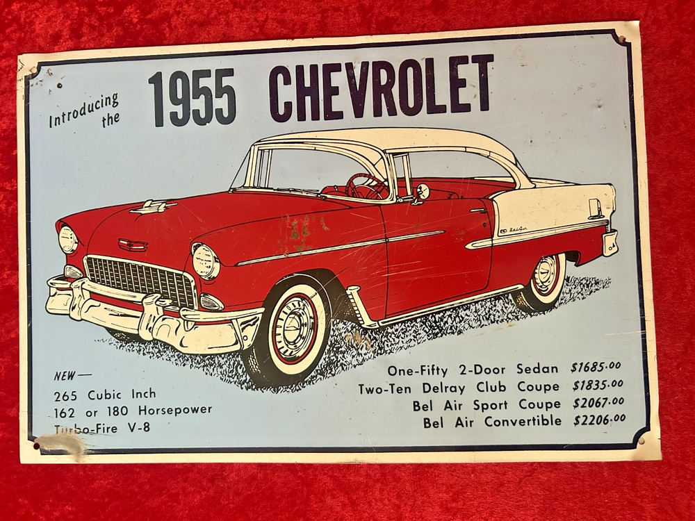 Metal Sign Introducing the 1955 Chevrolet - For Garage or Man Cave - 18