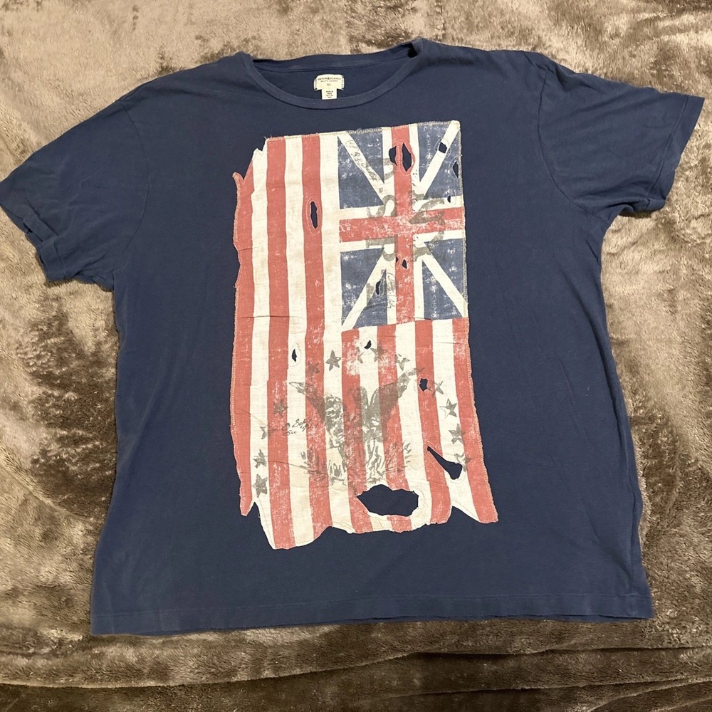 Vintage USA Ralph Lauren Denim & Supply Rugby Tee American Flag T-Shirt Medium M