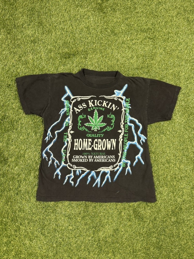 Vintage American Thunder Shirt Mens Small Home Grown Weed 90s Single Stitch Bud