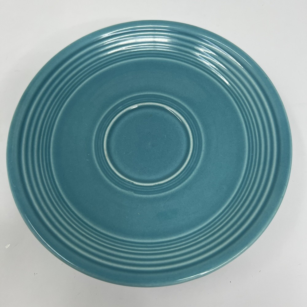 Vintage Fiesta Ware Turquoise Blue Saucers  6” Plate Homer Laughlin Lot Of 3 HLC