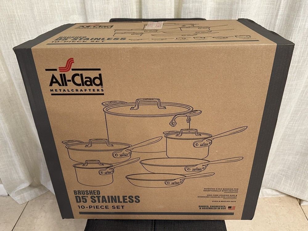 All-Clad D5 5-Ply Brushed Stainless Steel Cookware Set 10 Piece Set
