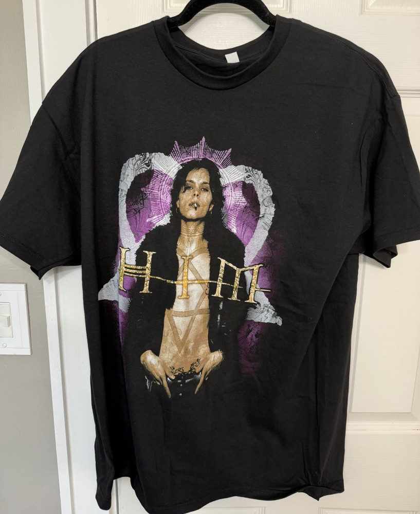 HIM Michael Jackson Print Black Crew Neck Short Sleeve Cotton Knit Tee Size M
