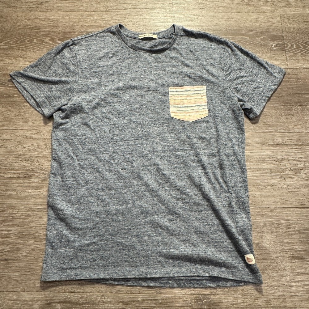 Marine Layer Shirt Mens Small Blue Heather Pocket Tee Short Sleeve Cotton Blend