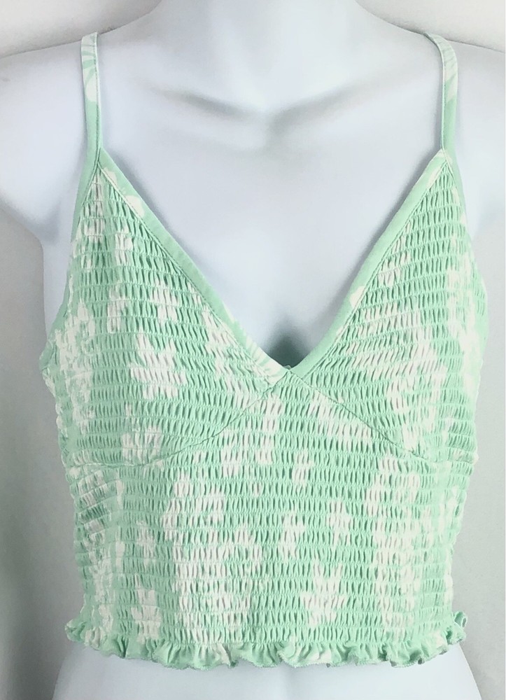 NWT cropped halter tank top XL Jr floral smocked 90s strappy Y2K Coconut Girl