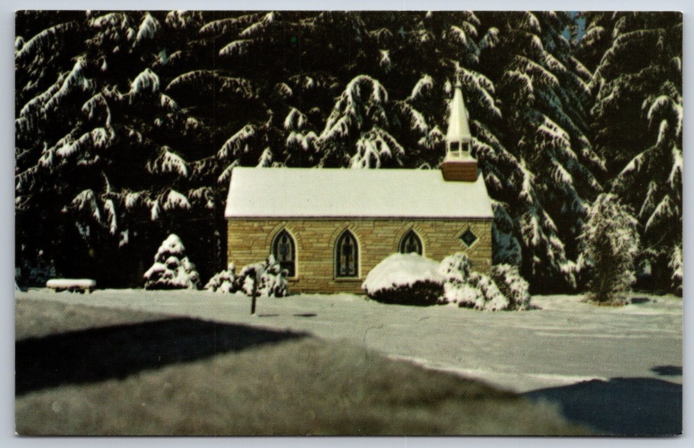 Silver Lake West Virginia~Smallest Church In 48 States In Winter~Vtg Postcard