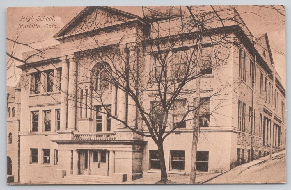 Marietta Ohio High School Vintage Postcard 1909 Posted Divided Back