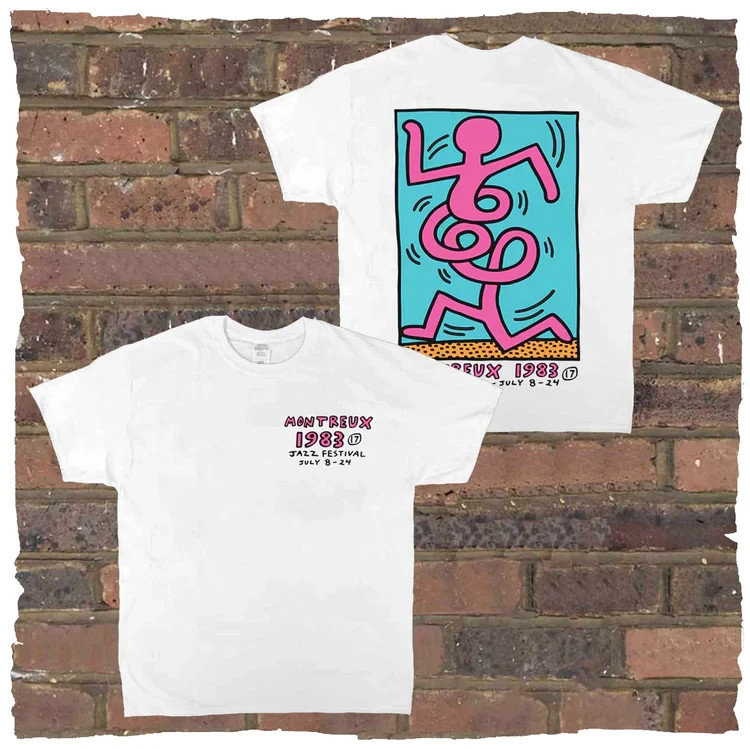 Keith haring jazz 2sides  tshirt, 2 sides vintage tshirt