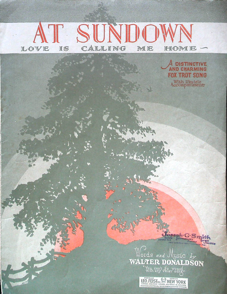 At Sundown Vintage Sheet Music by Walter Donaldson 1927