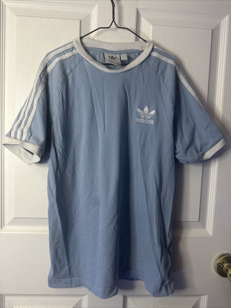 Adidas Light Blue Cuffed Short Sleeve Size S