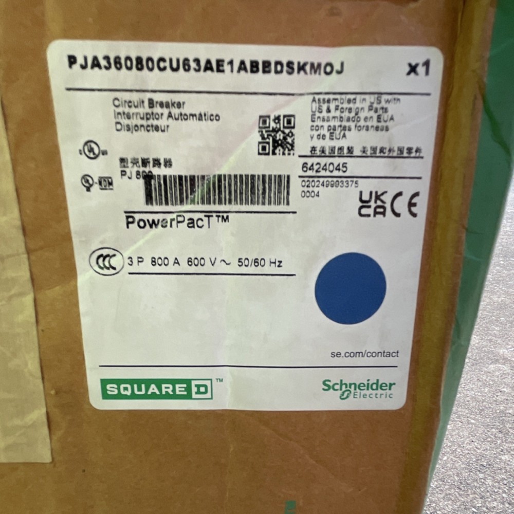 Square D Schneider Electric PowerPact PJ 800A 3-Pole 600V Circuit Breaker Trip …