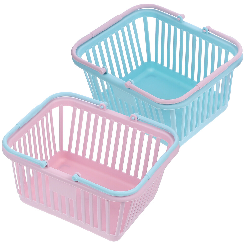 2 Pcs Kids Shopping Baskets with Handles Toy for Storage Decorative
