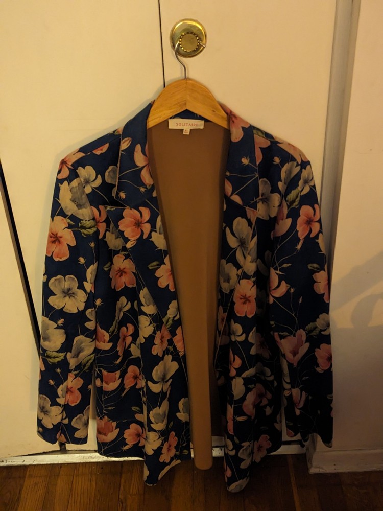 Solitaire Women's Open Front Floral Blazer Jacket in Size XL(2)