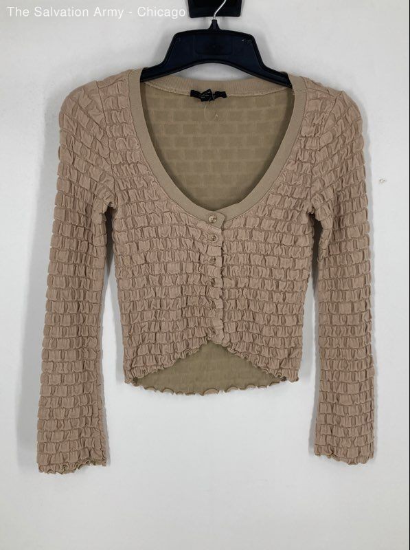 Forever 21 Womens Tan Long Sleeve Button Front Cardigan Sweater Size Small