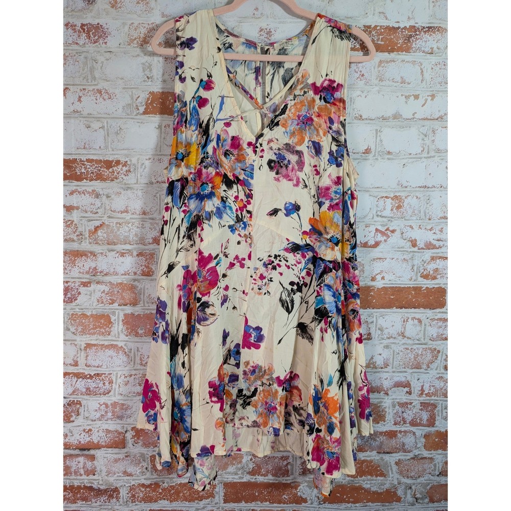 Umgee Dress Womens Large Cream Floral Flowy Romantic
