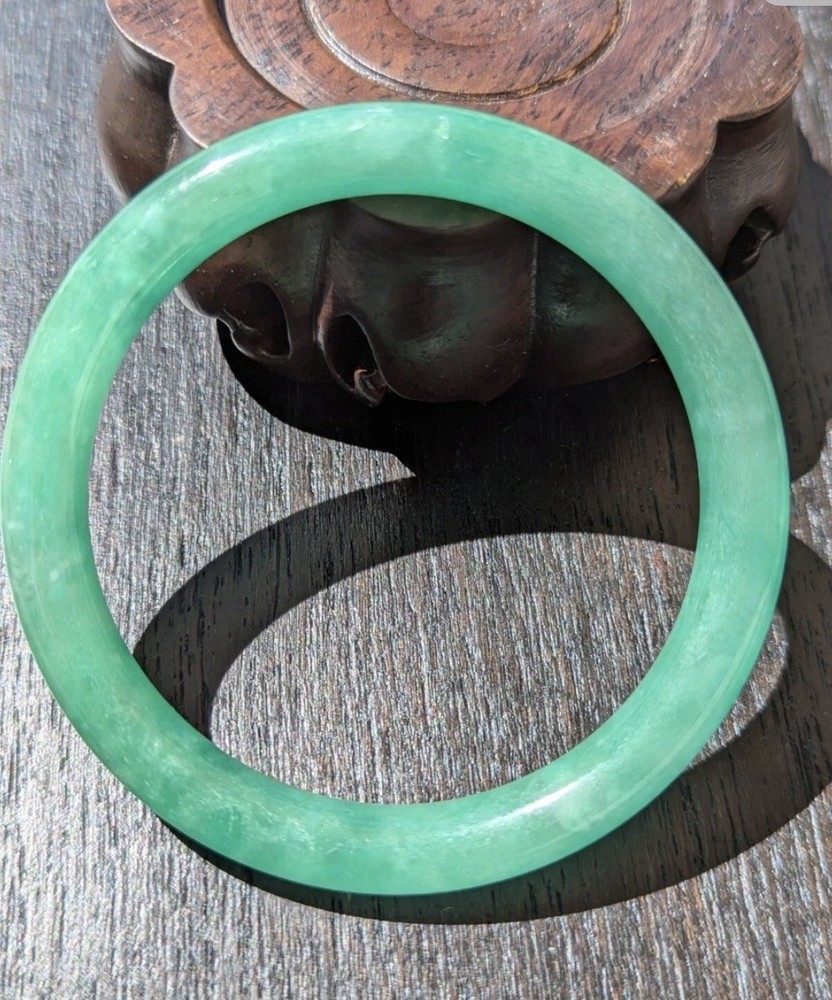 Untreated Genuine Natural Chinese Apple Green Jade Jadeite Bracelet 61.9mm