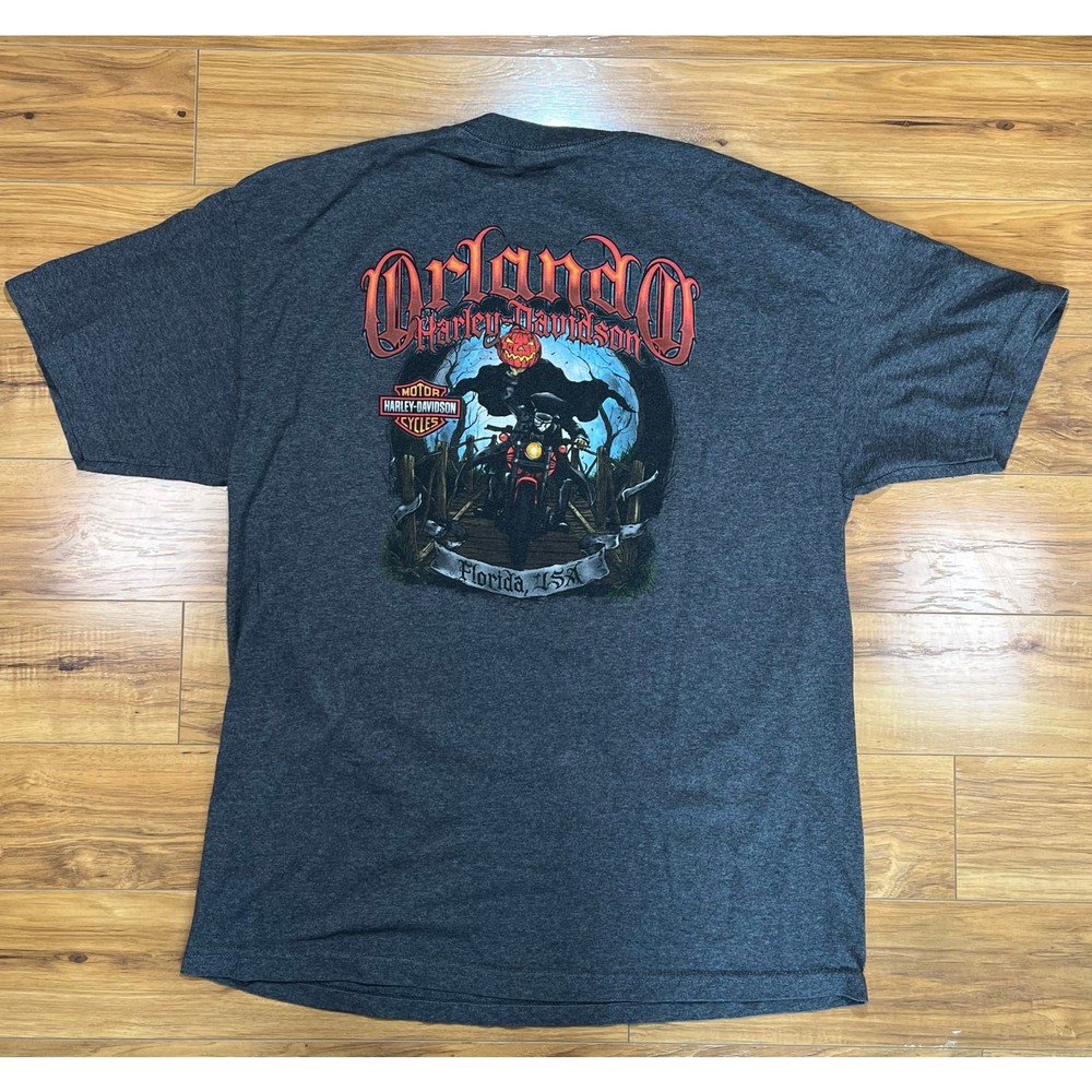 Harley Davidson Motor Double Sided Halloween Biker Tshirt Sleepy Hollow Sz XL