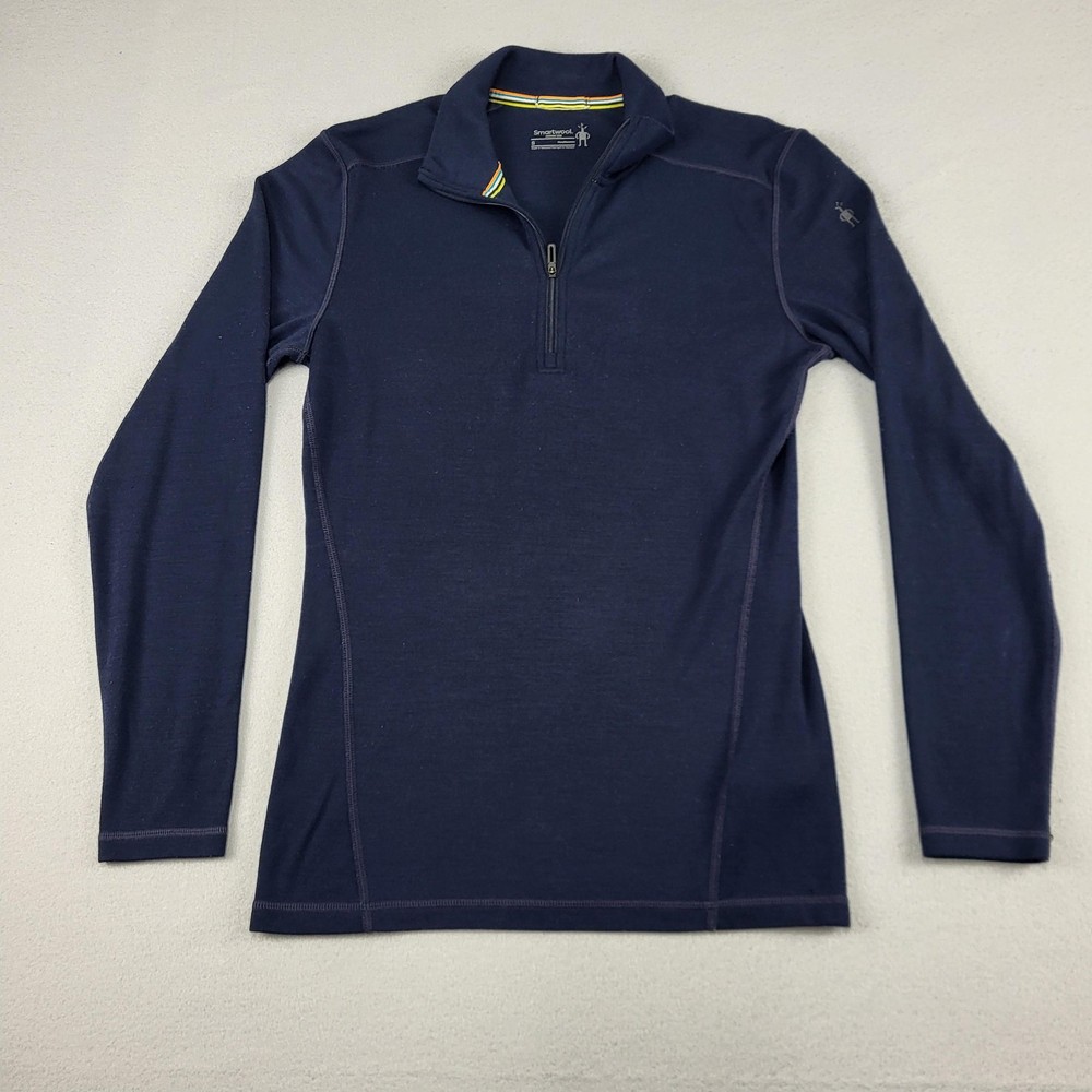 Smartwool Merino 250 Pullover Mens Small Blue Quarter Zip Base Layer Wool