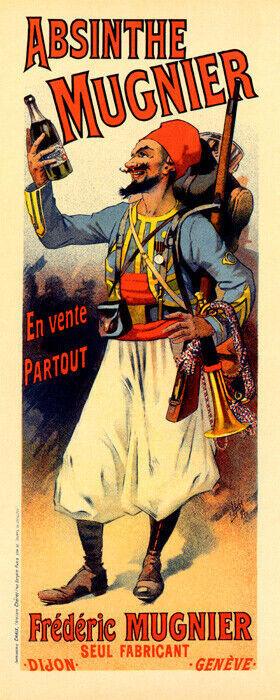 ABSINTHE MUGNIER DRINK DESERT LEGIONNAIRE ZOUAVE FRENCH VINTAGE POSTER REPRO-image