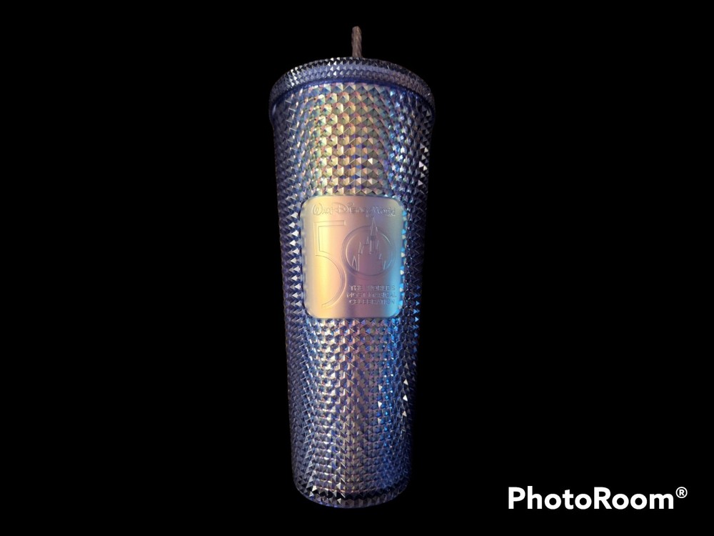 Disney World 50th Anniversary Starbucks Blue Purple Studded Tumbler Mug