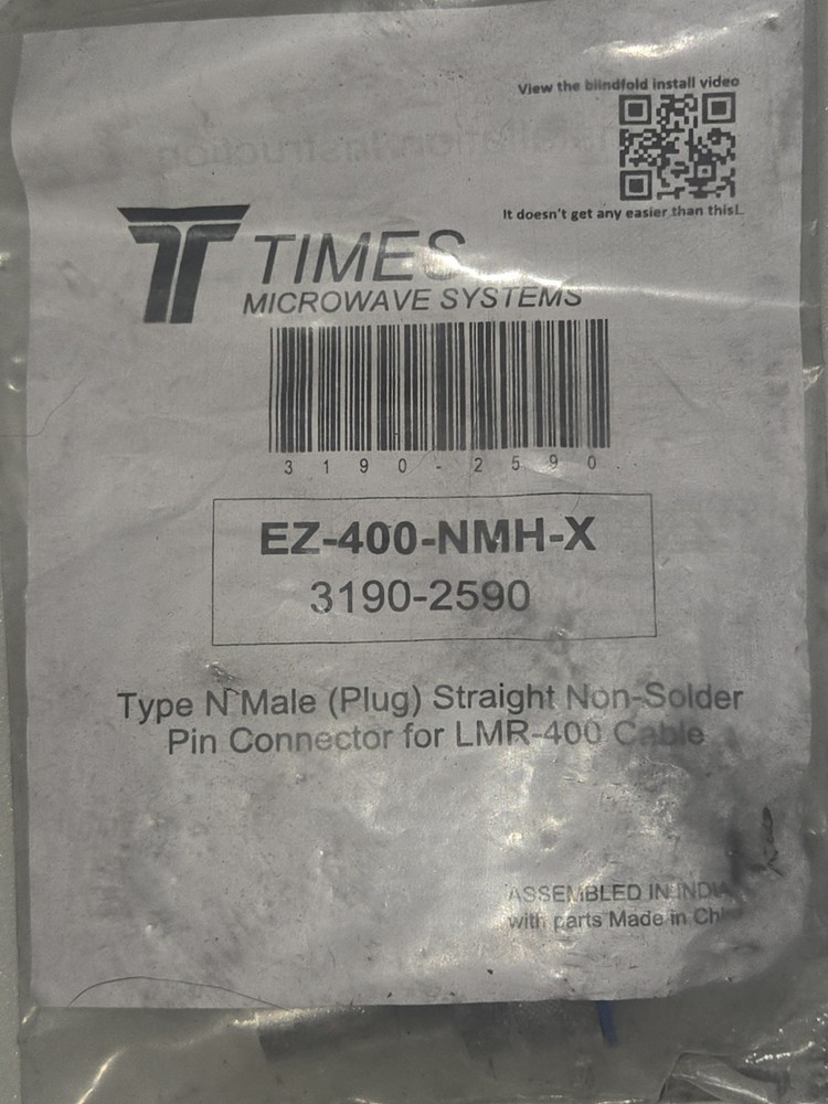 5x EZ-400-NMH-X Times Microwave Systems 3190-2590 Type N Male Connector LMR-400