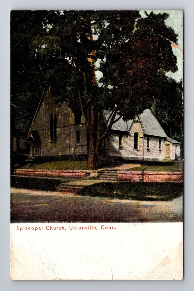 Unionville CT-Connecticut, Episcopal Church, Antique Vintage Souvenir Postcard