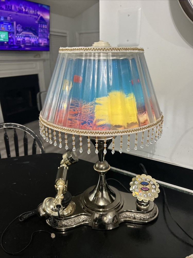 90’s Vintage Fish Themed Telephone/lamp With Shade That Spins