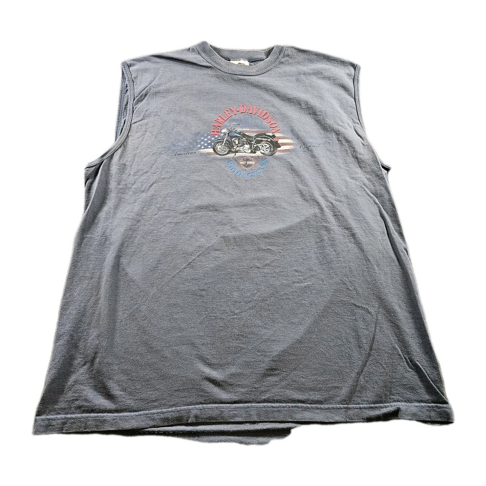 Vintage Harley-Davidson Double-sided Sleeveless T-shirt Biker Y2K 90s Size XXL