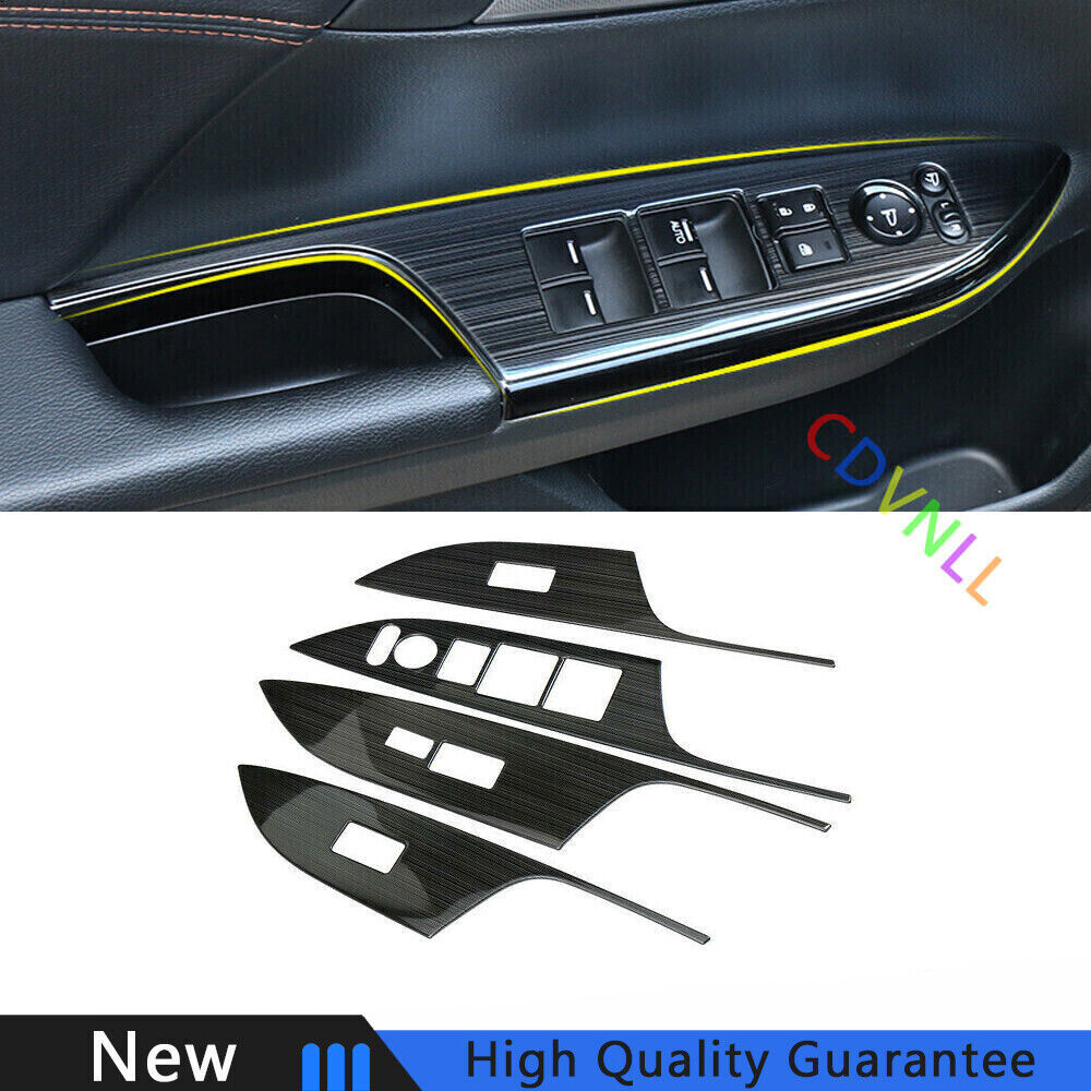 For Honda Accord 9TH 14-2017 Black Titanium Window Lock Lift Panel Frame Trim 4X