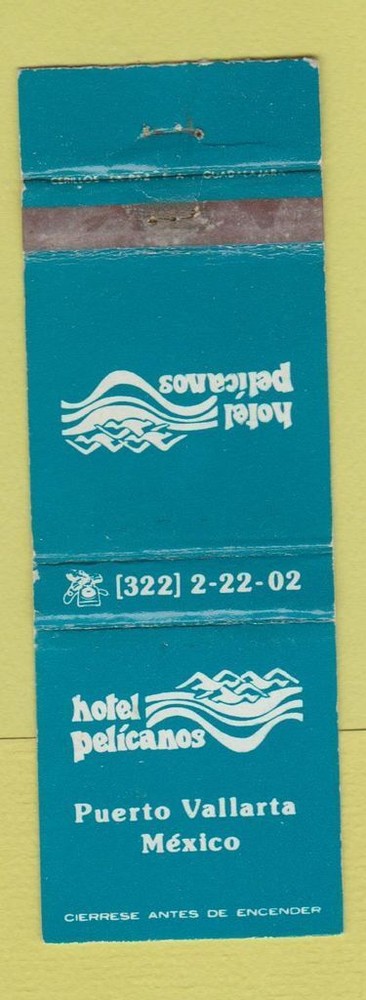 Matchbook Cover - Hotel Pelicanos Puerto Vallarta Mexico WORN