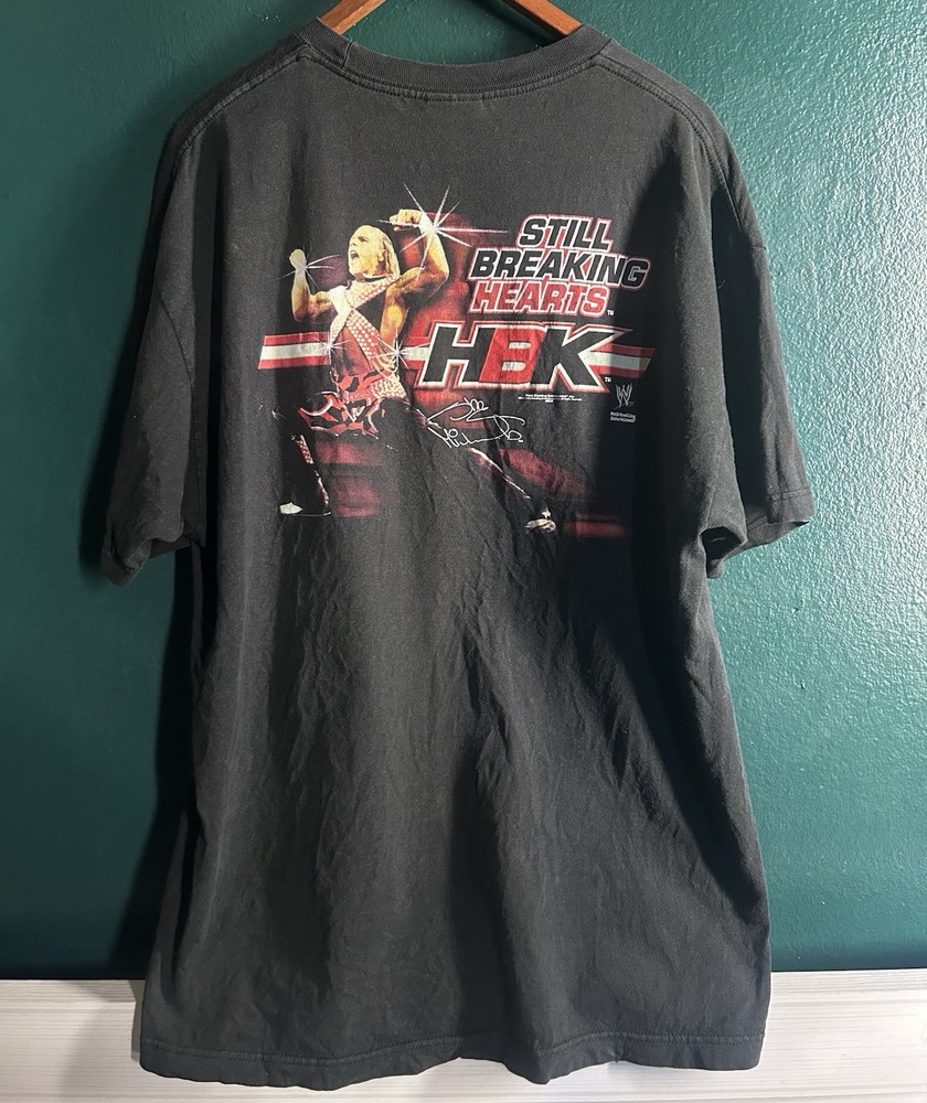 Y2K Shawn Michaels HBK Still Breaking Hearts Black Graphic T-Shirt Size L