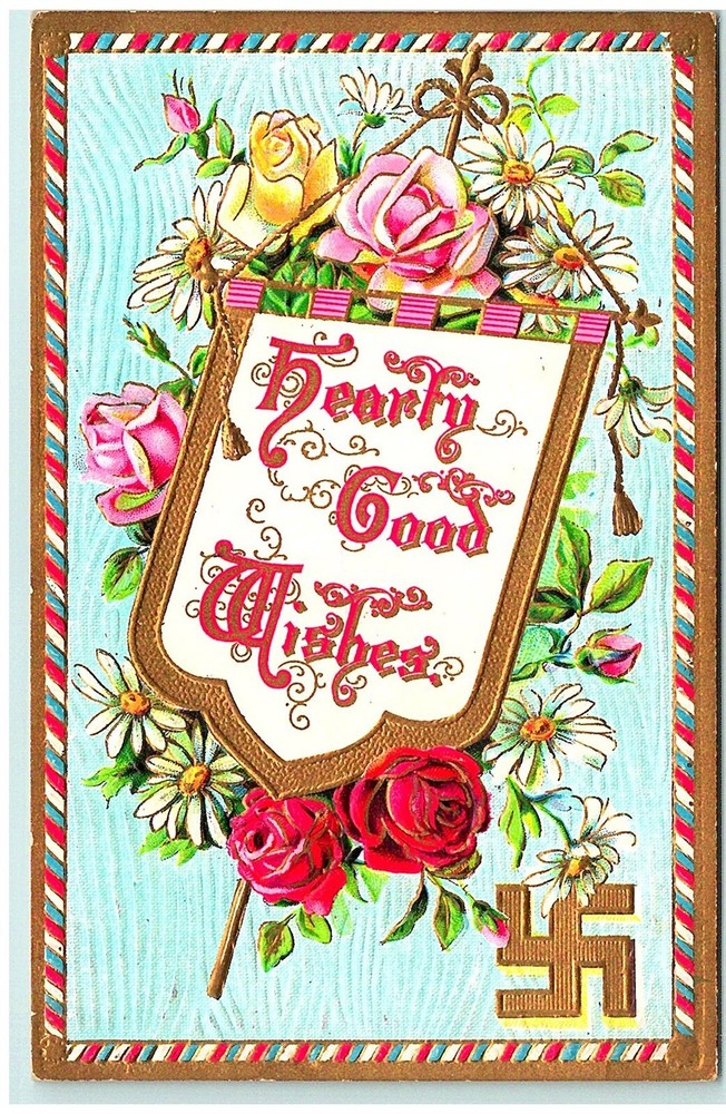 S04-5267, Good Wishes.. *1910 Pmk, ** Postcard With Swastika Sign