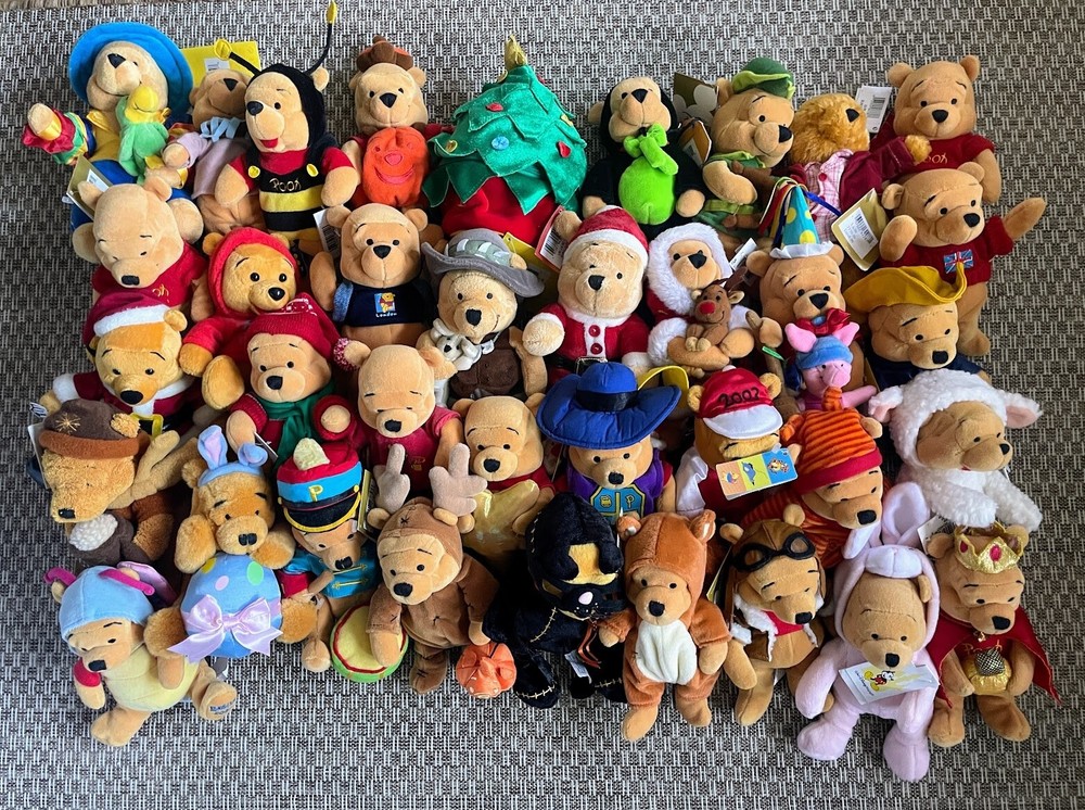 Vintage 90s Disney Parks Winnie The Pooh Beanies Set of 36