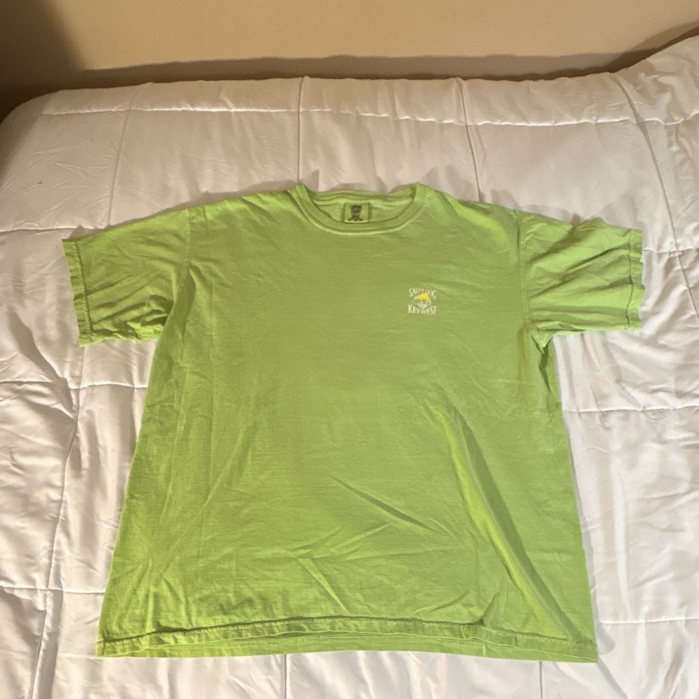 Comfort Colors Men's Green Salty Dog Key West Graphic Logo Crew Neck T-Shirt XL