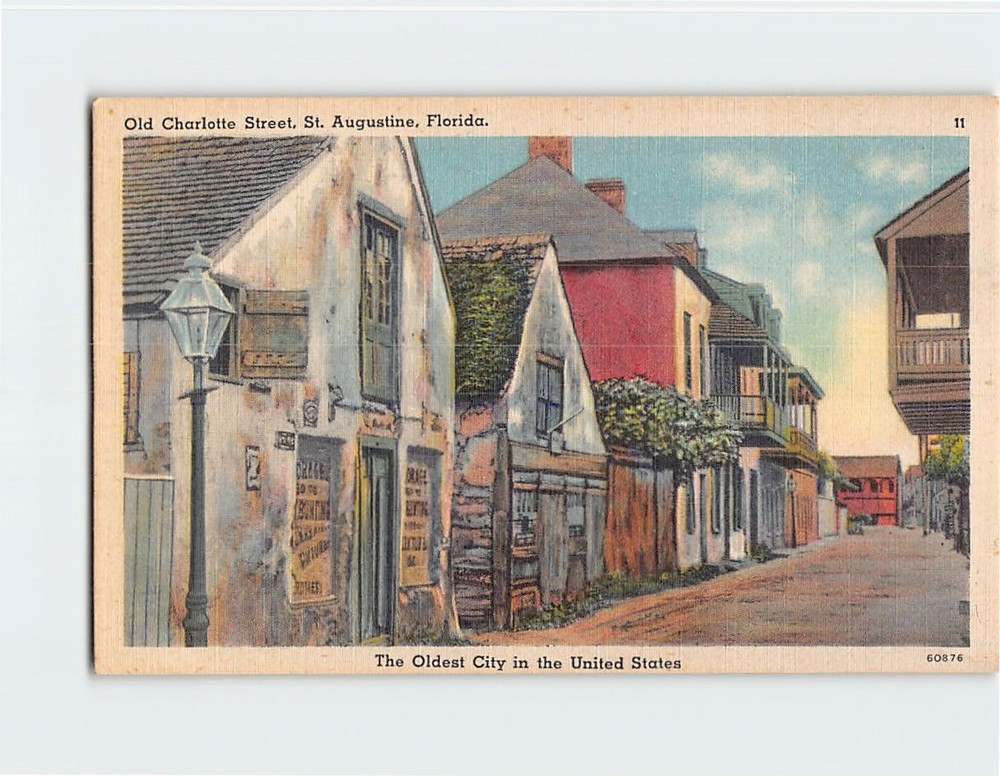 Postcard Old Charlotte Street St. Augustine Florida USA
