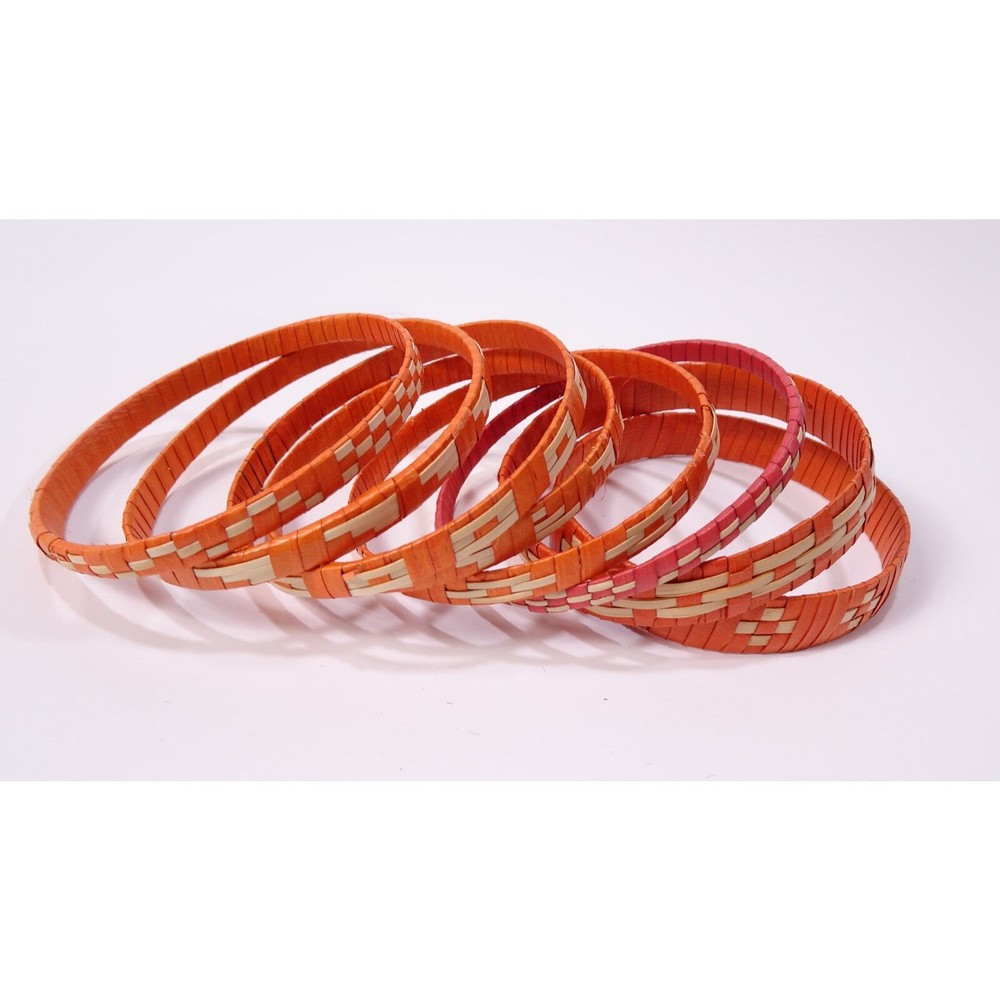 Anthropologie Aztec Paper Woven Stacked Bangle Bracelet Set NWOT Size 58