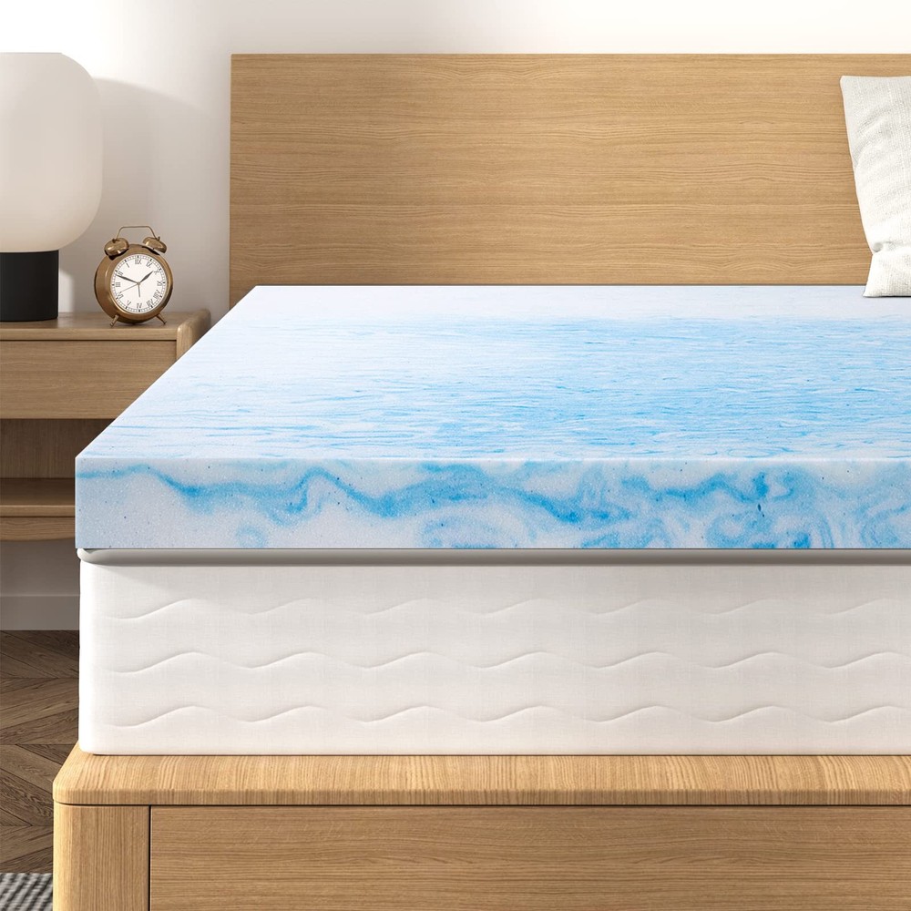 3 Inch Memory Foam Mattress Topper Queen Size, Infused Swirl Memory Foam Bed ...
