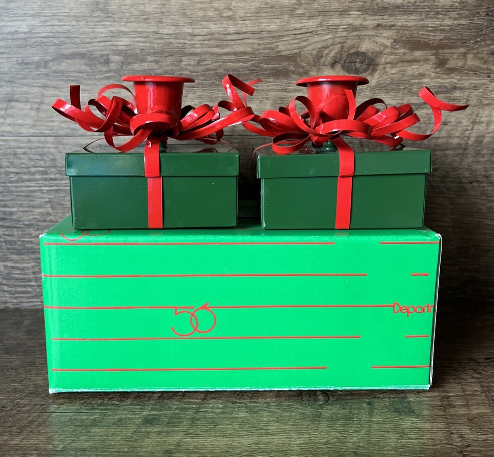 VTG Department 56 Taper Candle Holder  Holiday Box Gifts Presents Centerpiece