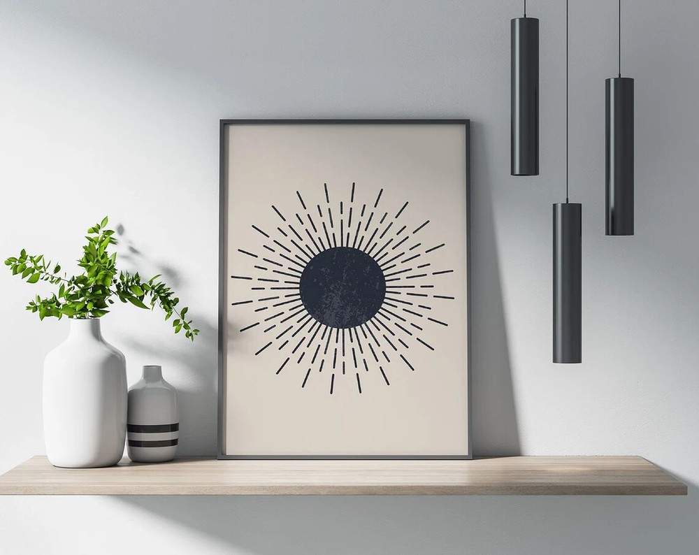 Inked Black Sun Sunshine Poster Premium Quality Choose your Size