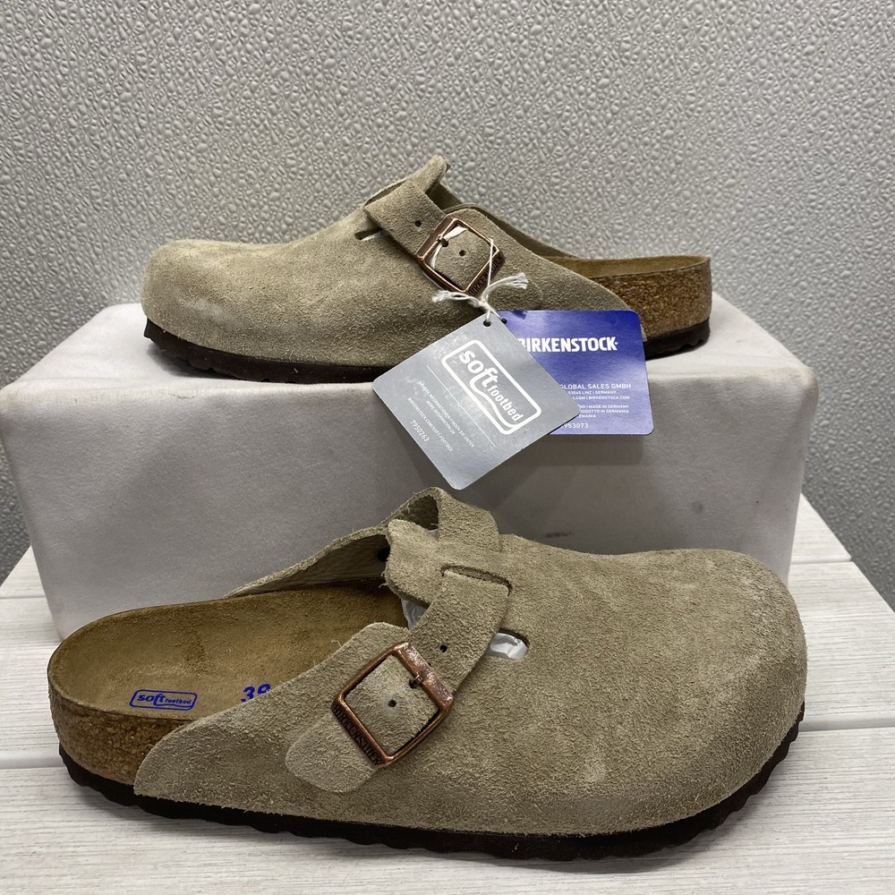 Birkenstock Unisex Size M6 W8 EU 39 Boston BS Soft Footbed Clog Taupe Suede