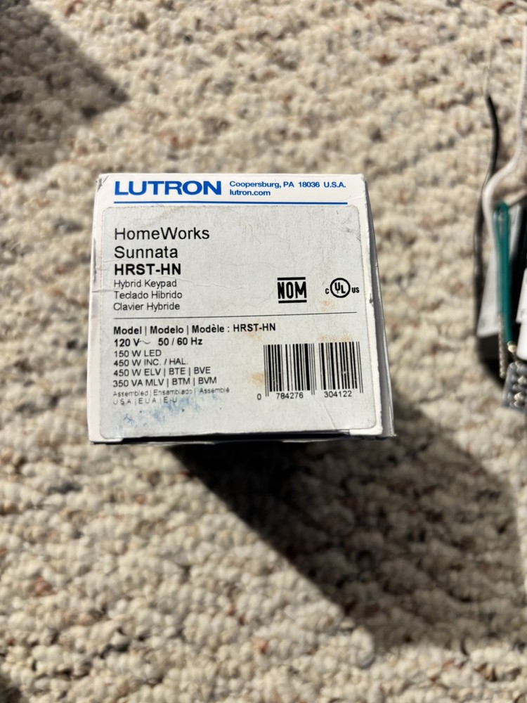 Lutron Homeworks Sunnata HRST-HN4B SW 4 Button Hybrid Keypad - White - NEW